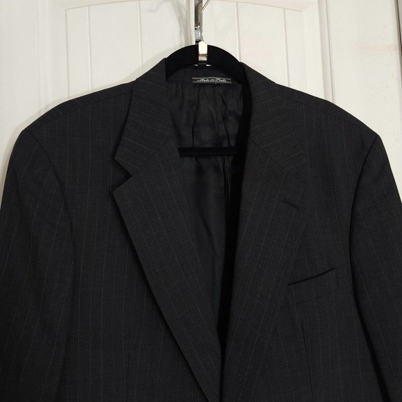 Gianni Versace Mens Blazer Vtg 90s Gray Pinstripe Virgin Wool Suit Jacket NWT 51 - Picture 3 of 14